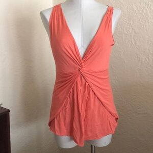 Cynthia Steffe Coral Pink Orange Twist Bust Tank Top